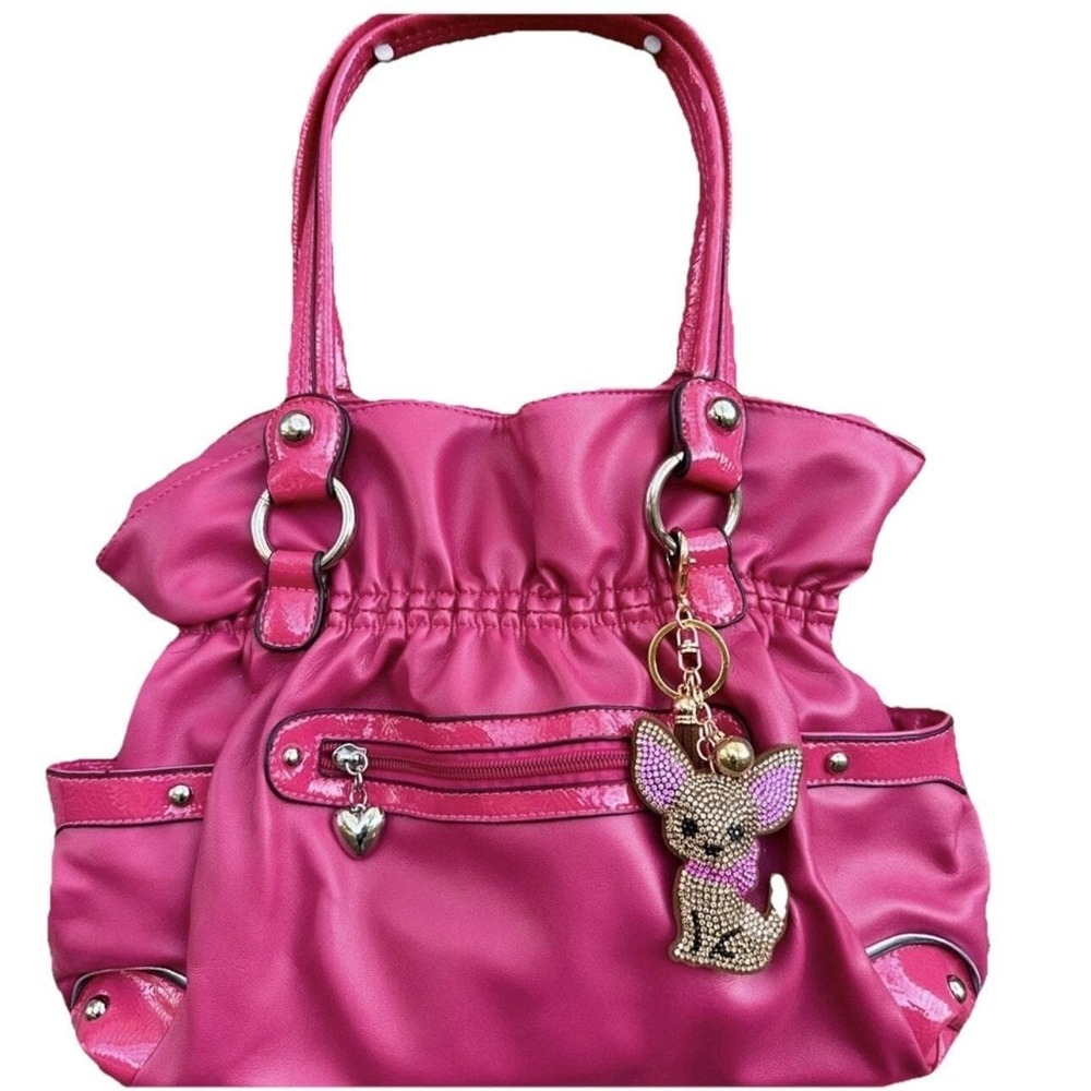 Wilsons Leather Red Hot Pink Shoulder Bag Ellie Medium Size
